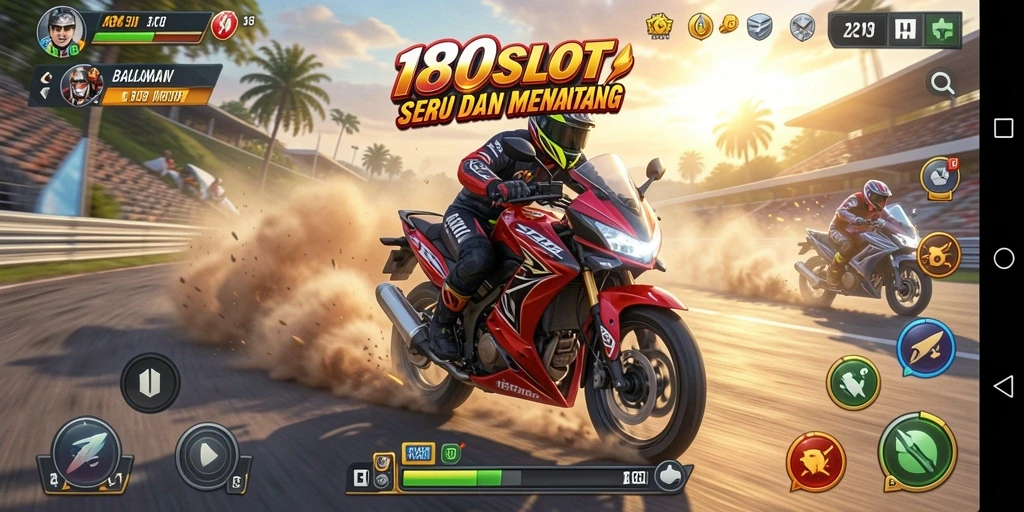 Tangkapan layar 180SLOT menampilkan aksi balapan motor yang mendebarkan.