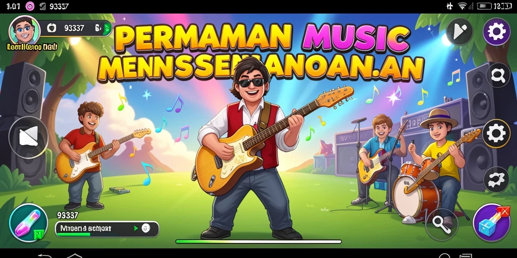 Tampilan permainan musik dengan berbagai alat dan lagu.