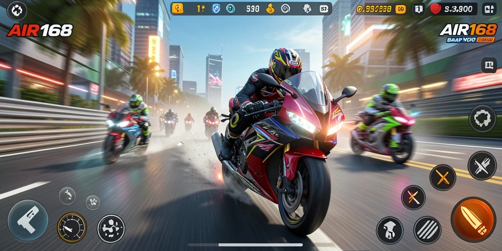 Gameplay seru dengan balapan motor yang menegangkan.