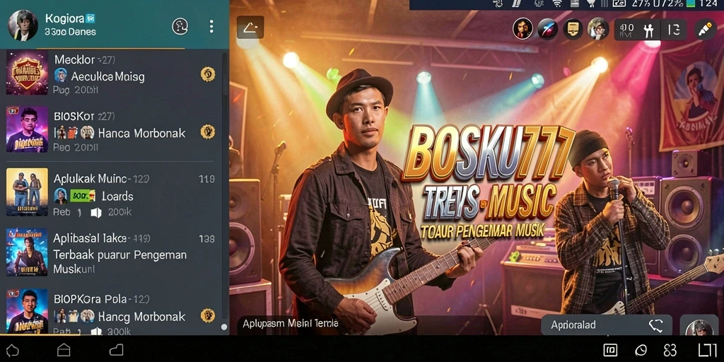 Screenshot gameplay <strong>BOSKU777</strong> yang menunjukkan antarmuka interaktif dan fitur musik.