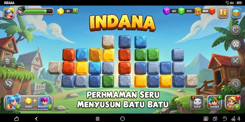 Gameplay seru INDAAA dengan momen mencocokkan permata.
