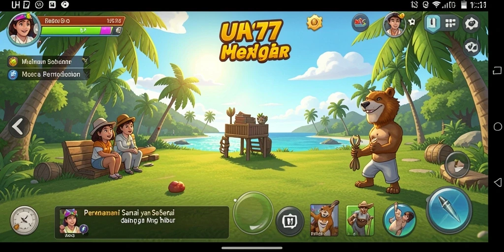 Screenshot gameplay UH77 dengan grafik cerah dan menarik.