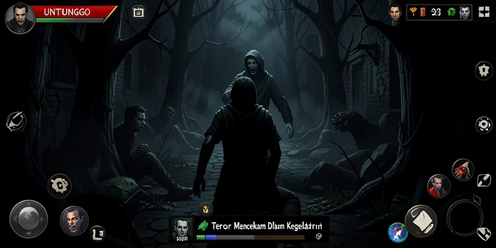 Screenshot UNTUNGGO menampilkan suasana mencekam dalam gameplay yang menakutkan.