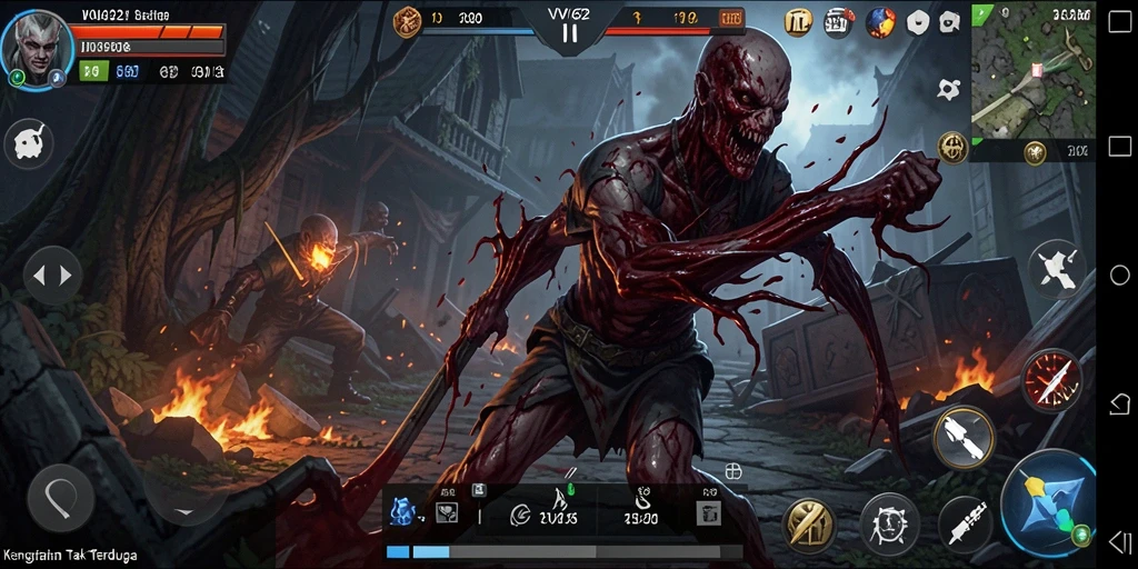 Tampilan gameplay menyeramkan dari VV62 di dunia kegelapan.